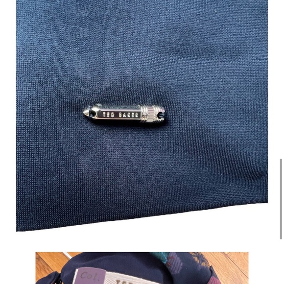 Ted Baker COLOUR BY NUMBERS HEARTS PLEAT BACK BLOUSE IN NAVY - Picture 6 of 6